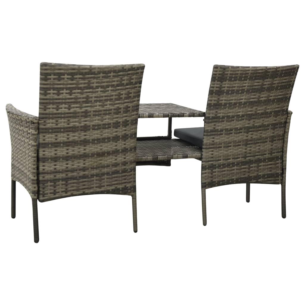 2-Seater Patio Sofa with Tea Table & Stools Poly Rattan Gray at Set Shop and Smile
