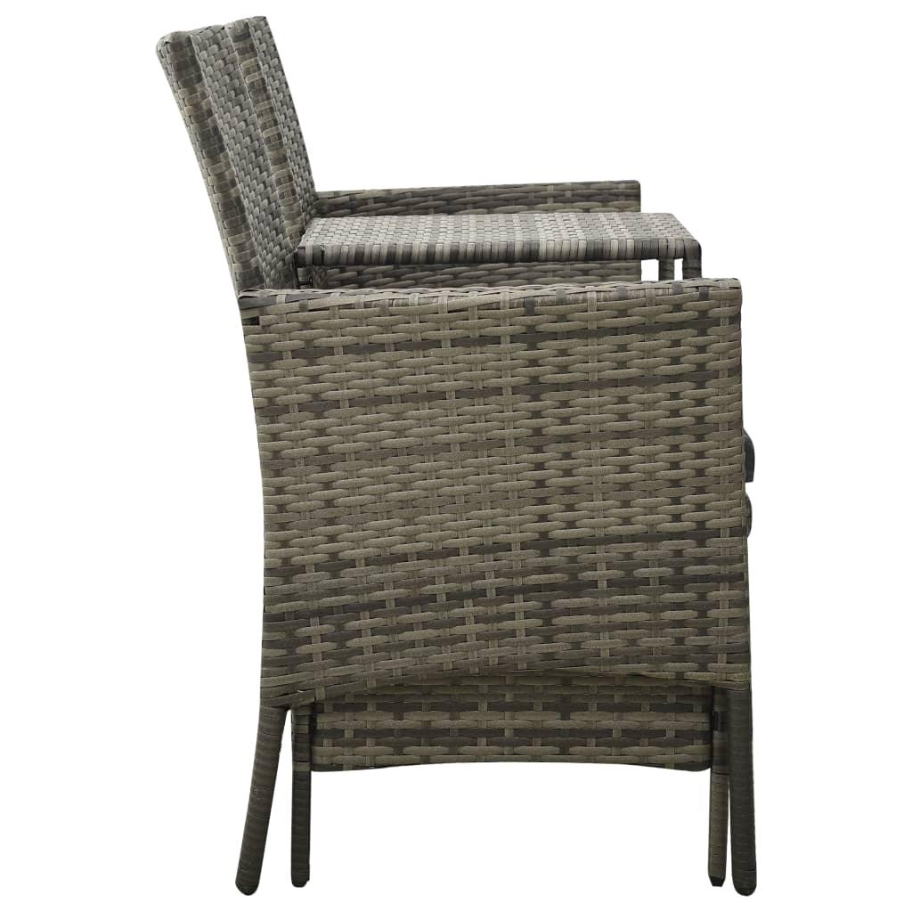 2-Seater Patio Sofa with Tea Table & Stools Poly Rattan Gray at Set Shop and Smile