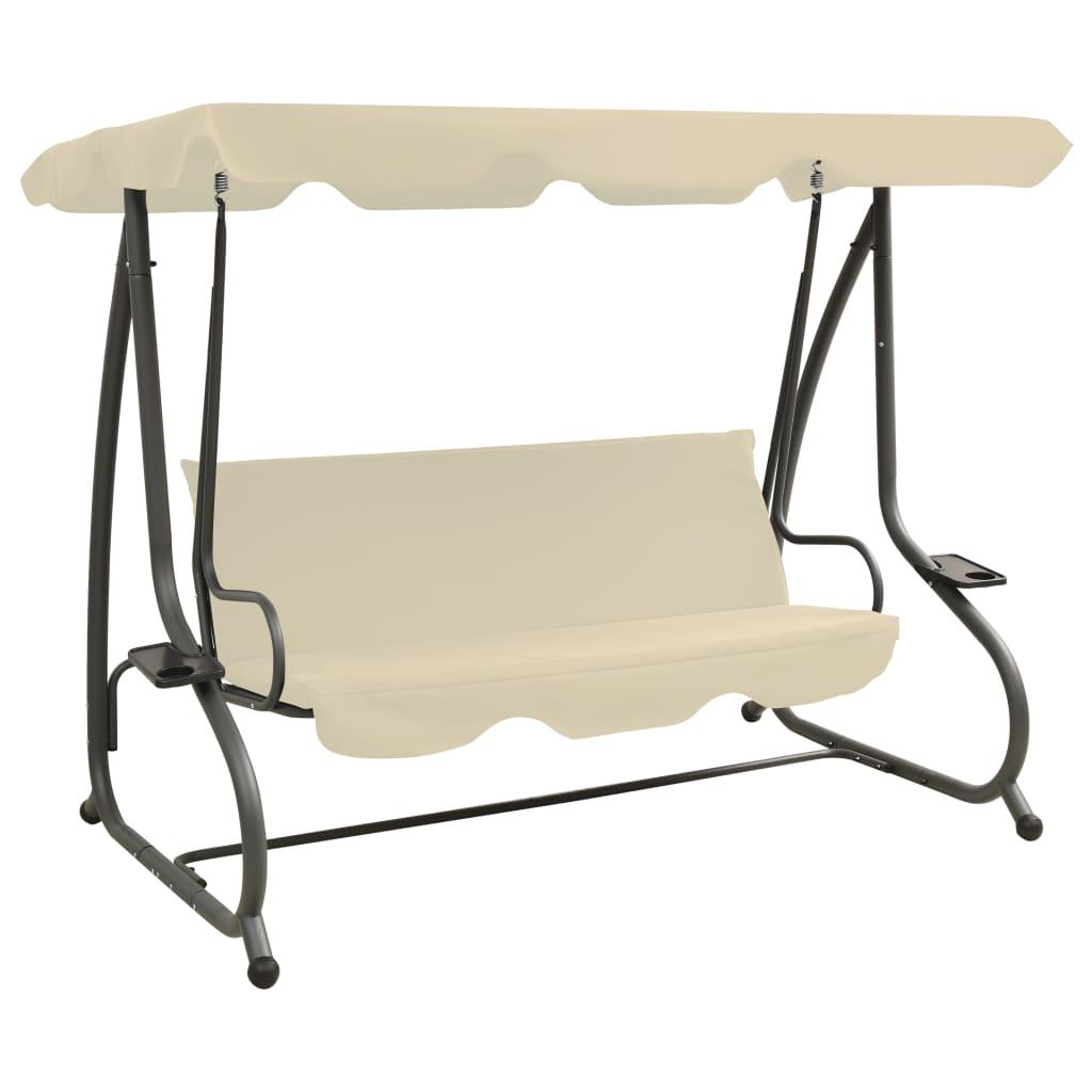 Outdoor Swing Bench with Canopy Sand White at Set Shop and Smile