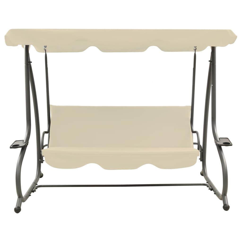 Outdoor Swing Bench with Canopy Sand White at Set Shop and Smile