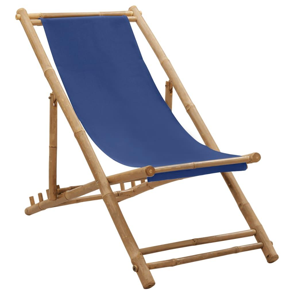 Deck Chair Bamboo and Canvas Navy Blue at Set Shop and Smile