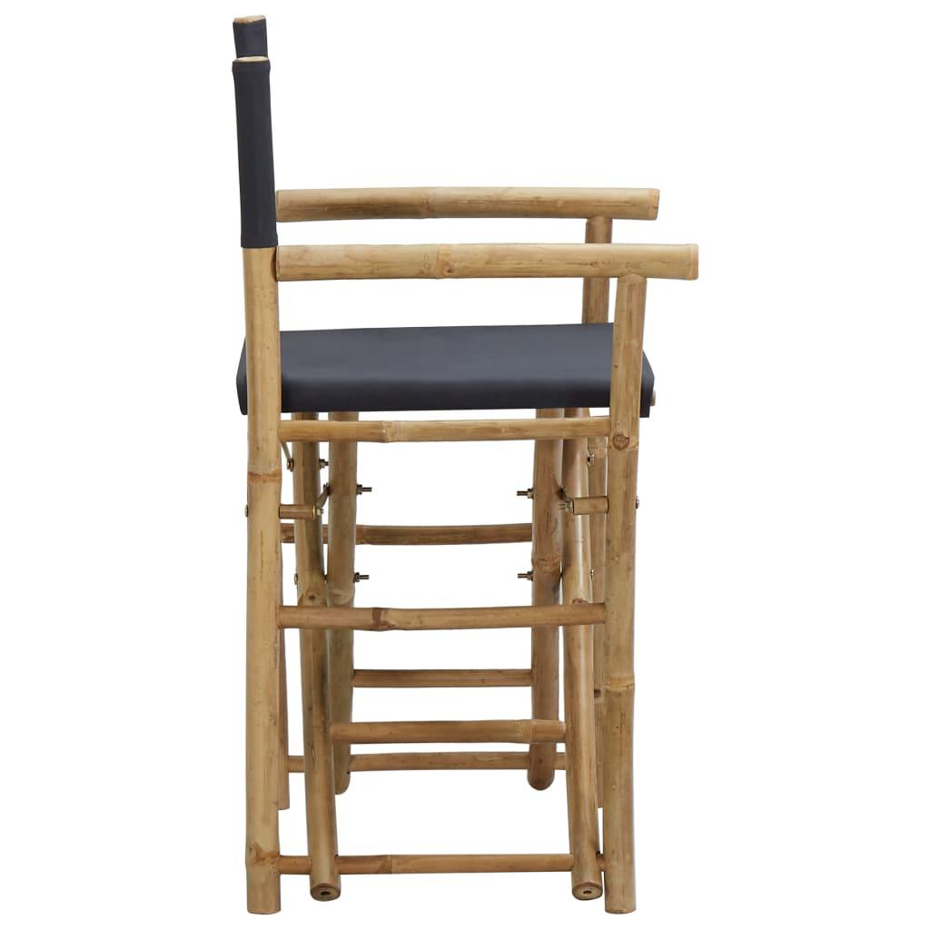 Folding Director's Chairs 2 pcs Dark Gray Bamboo and Fabric at Set Shop and Smile