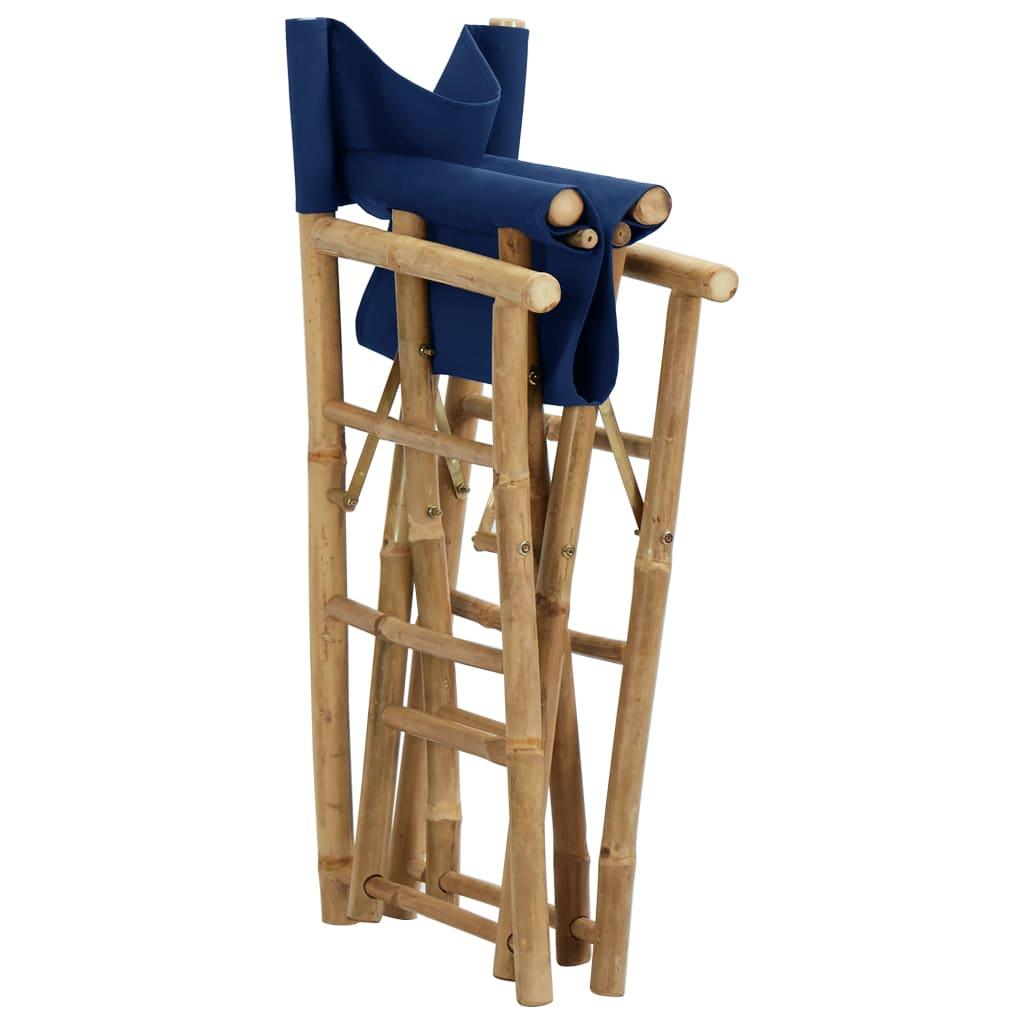 Folding Director's Chairs 2 pcs Blue Bamboo and Fabric at Set Shop and Smile