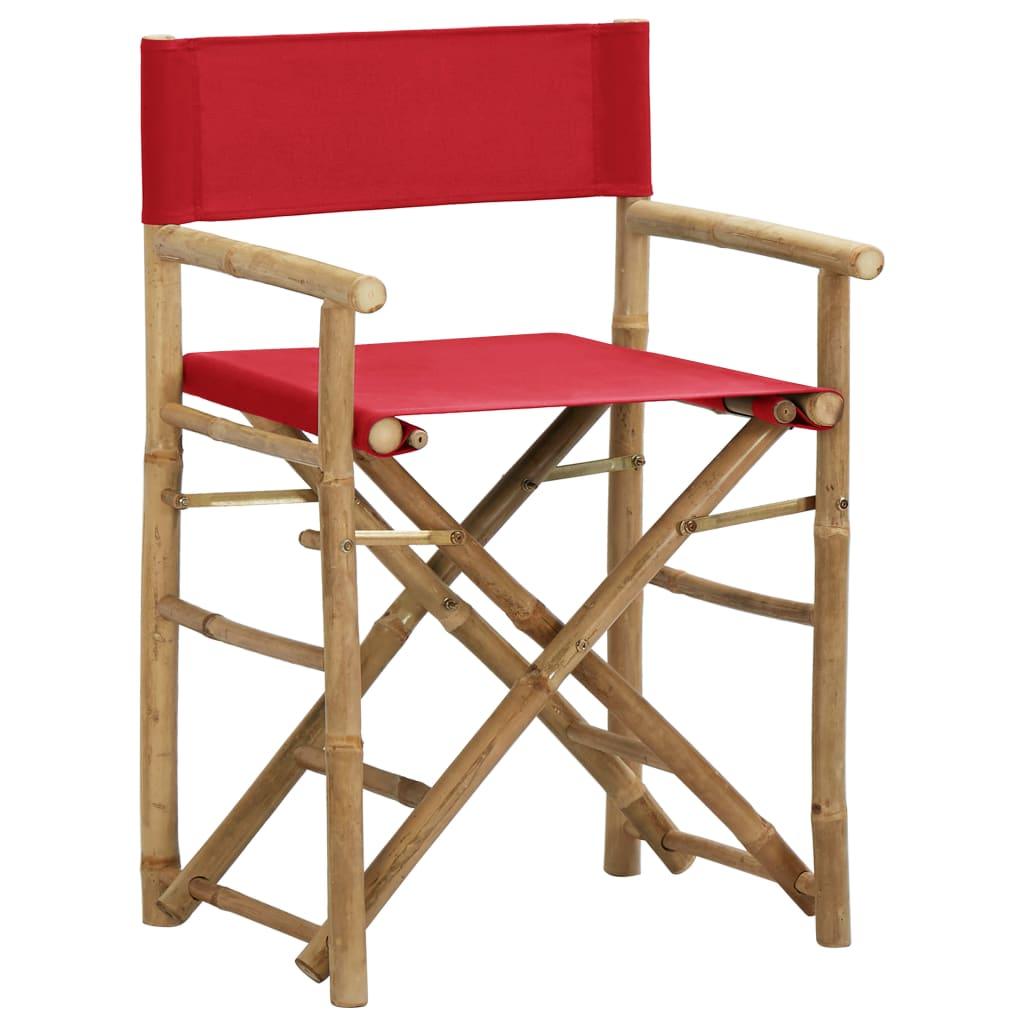 Folding Director's Chairs 2 pcs Red Bamboo and Fabric at Set Shop and Smile