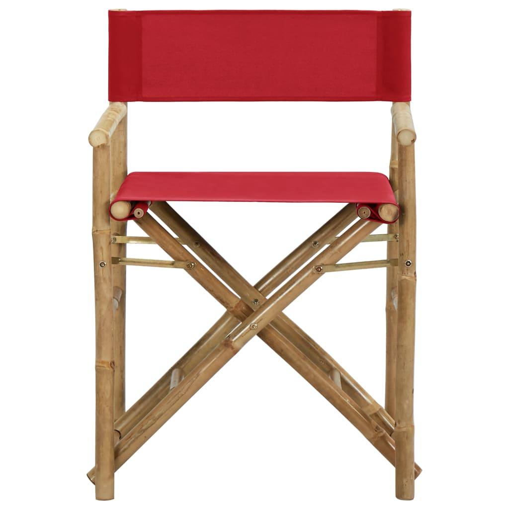 Folding Director's Chairs 2 pcs Red Bamboo and Fabric at Set Shop and Smile