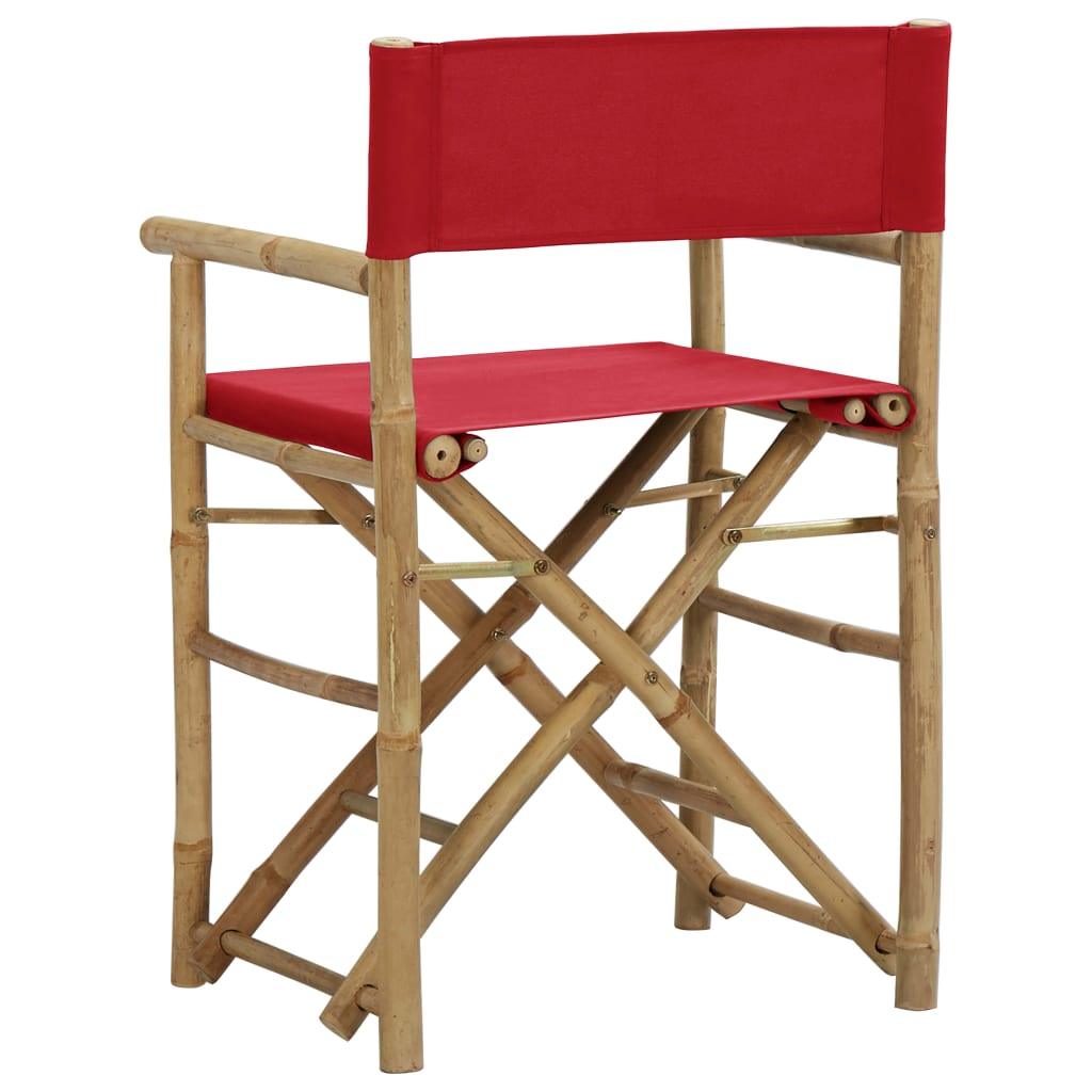 Folding Director's Chairs 2 pcs Red Bamboo and Fabric at Set Shop and Smile