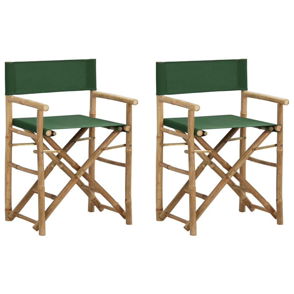 Folding Director's Chairs 2 pcs Green Bamboo and Fabric at Set Shop and Smile