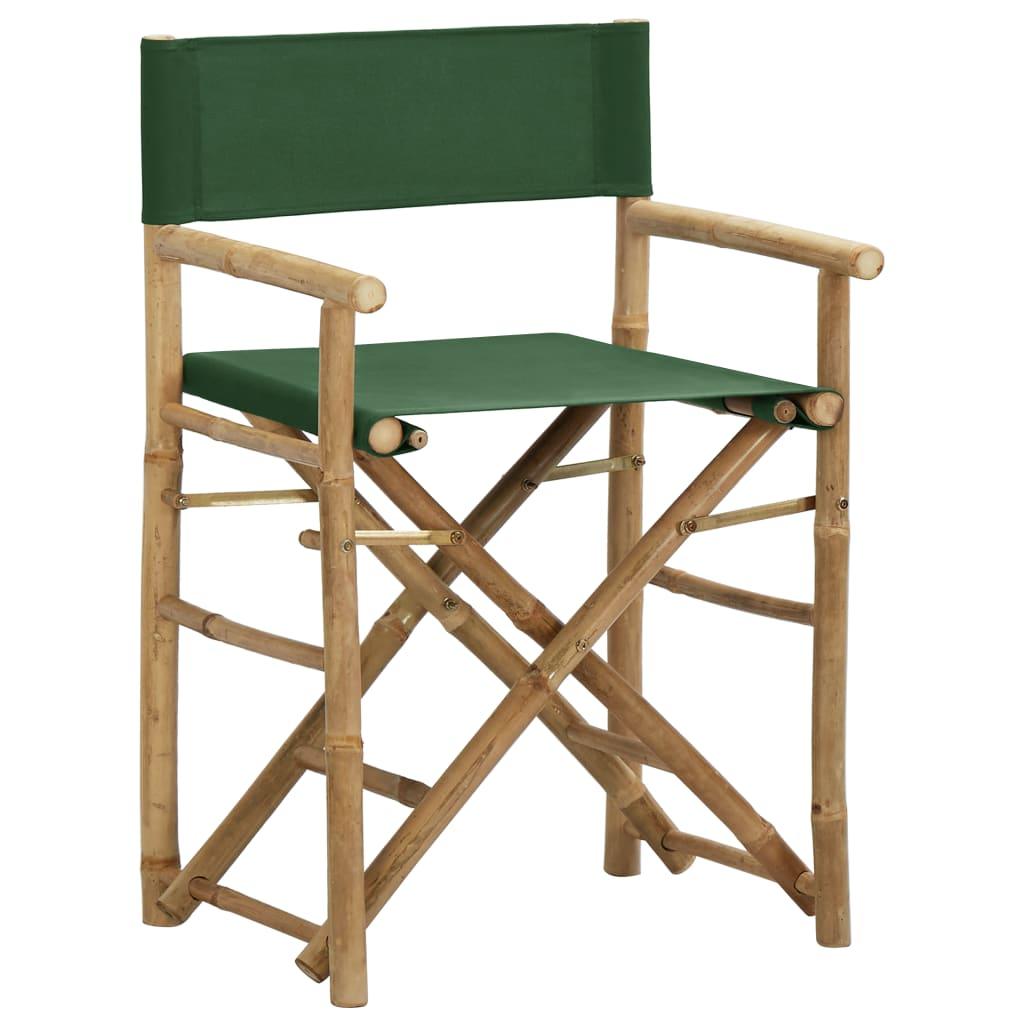 Folding Director's Chairs 2 pcs Green Bamboo and Fabric at Set Shop and Smile