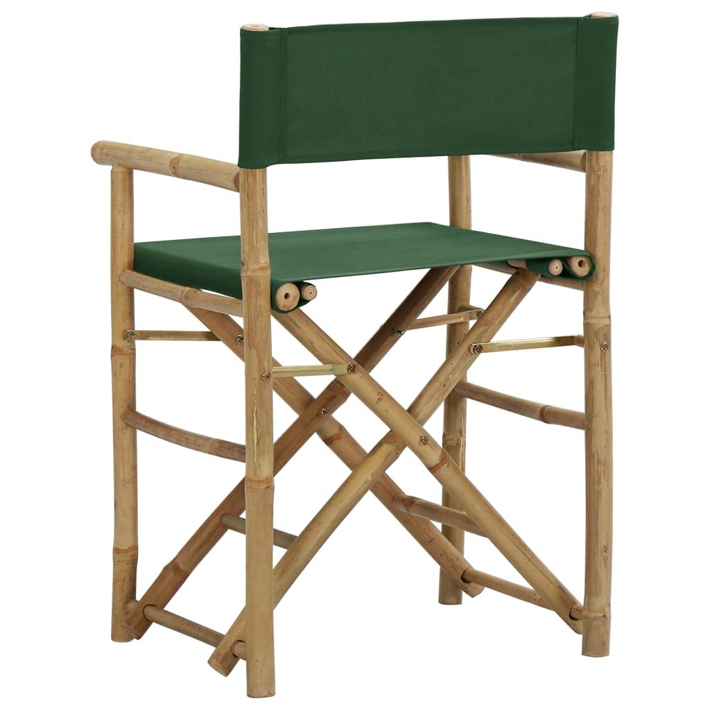 Folding Director's Chairs 2 pcs Green Bamboo and Fabric at Set Shop and Smile
