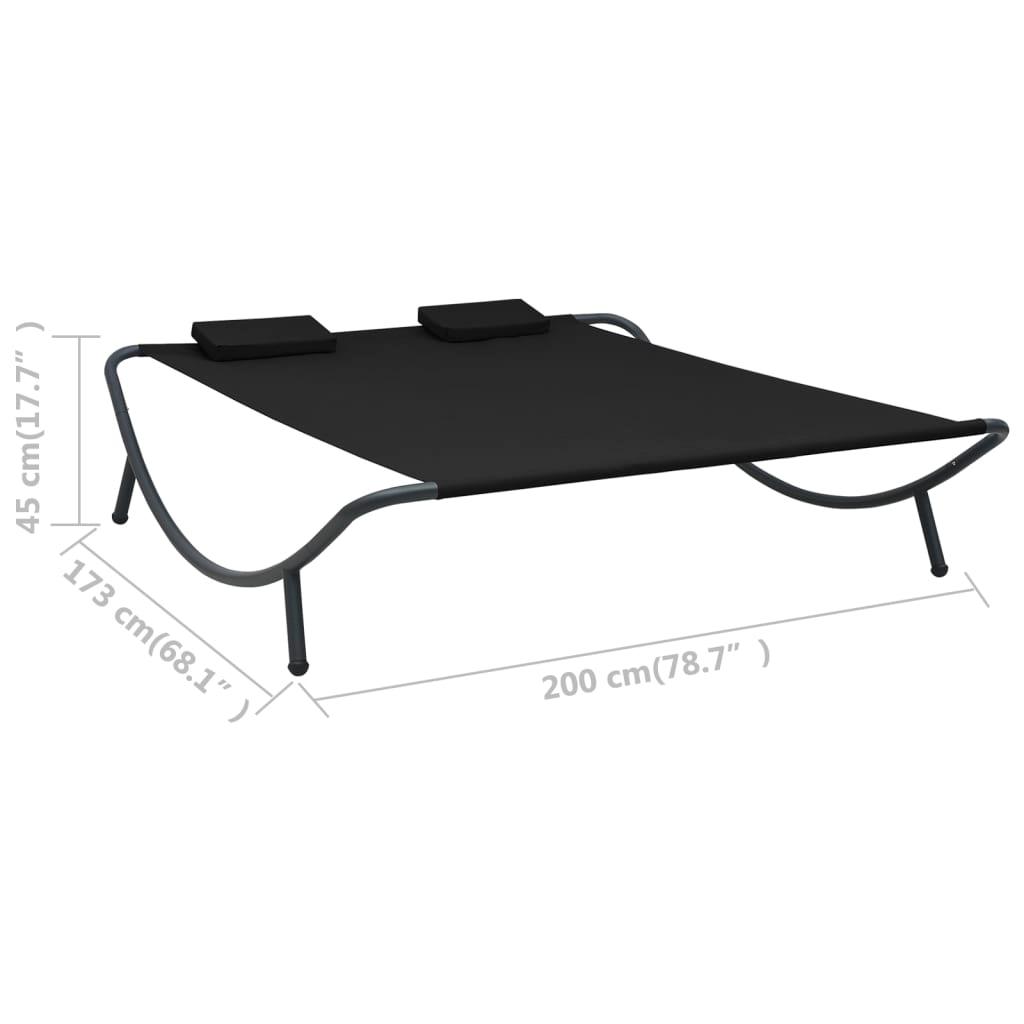 Patio Lounge Bed Fabric Black at Set Shop and Smile