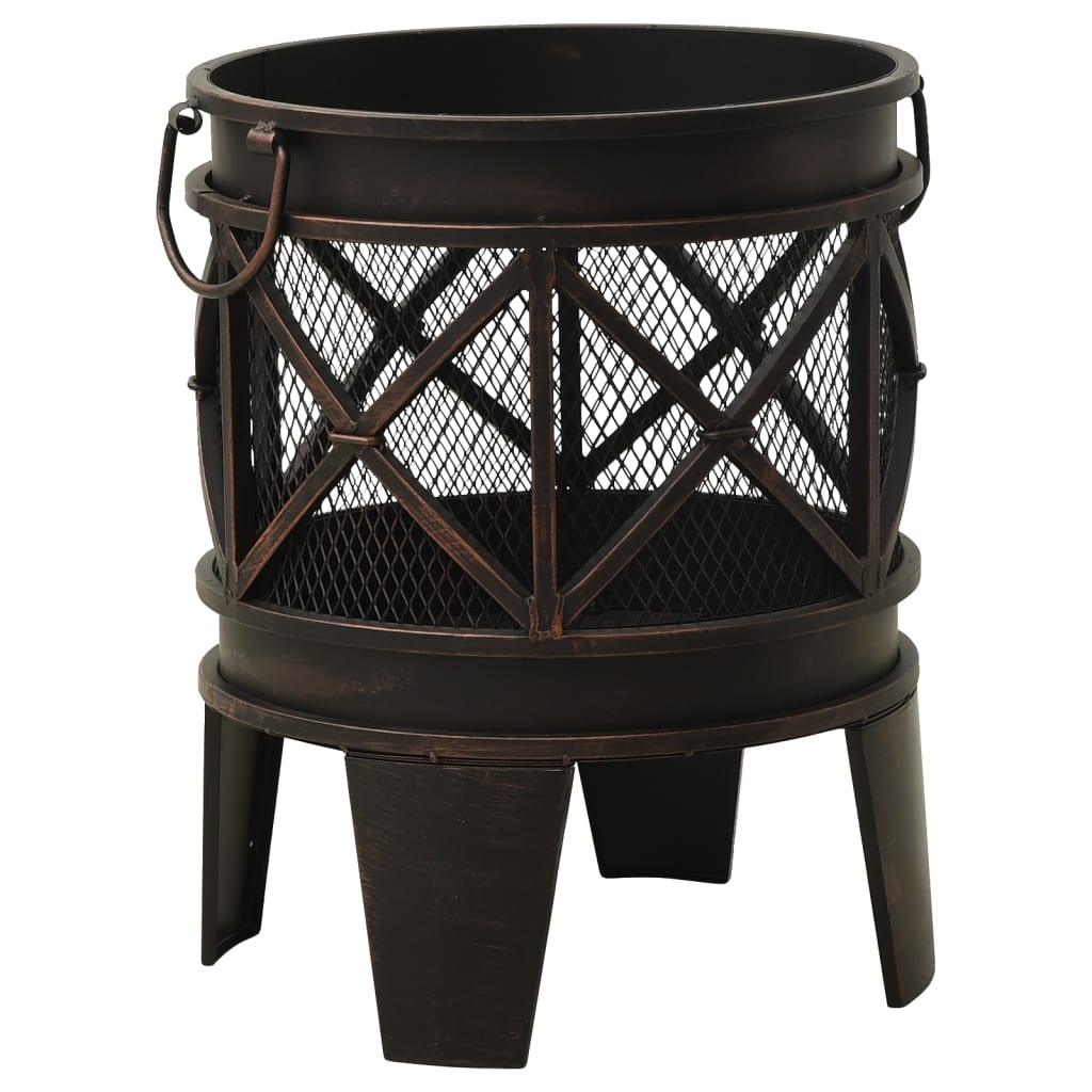 Rustic Fire Pit with Poker Φ16.5"21.3" Steell at Set Shop and Smile