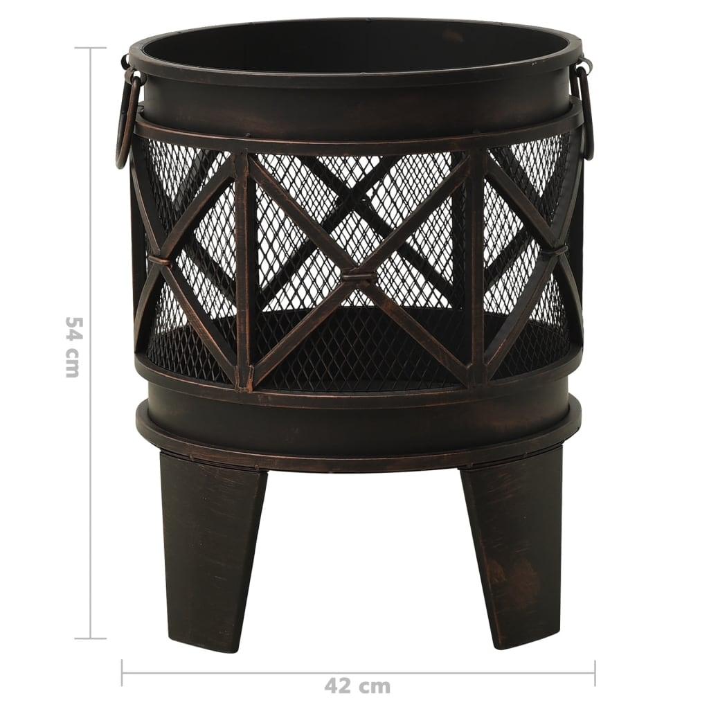 Rustic Fire Pit with Poker Φ16.5"21.3" Steell at Set Shop and Smile