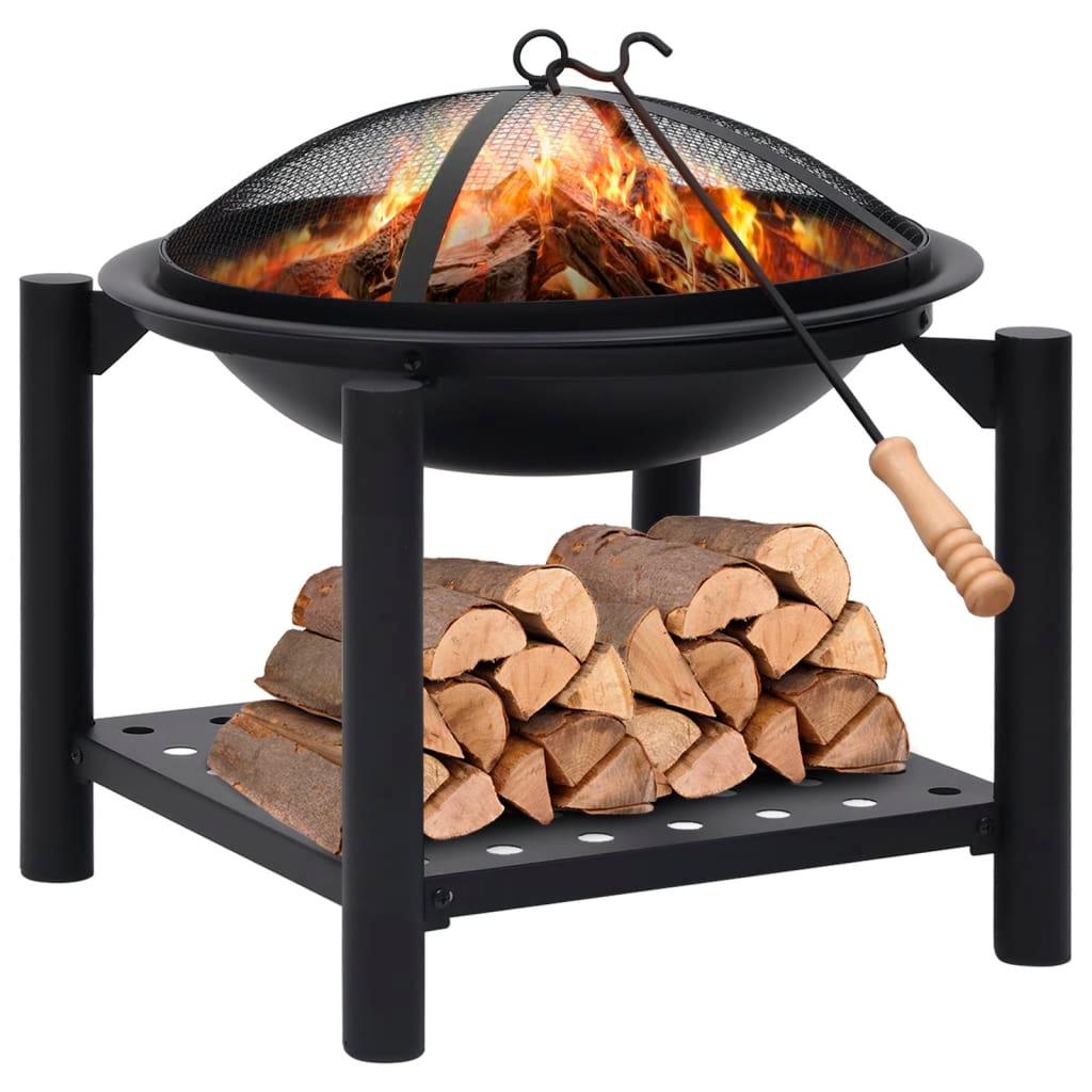 Fire Pit with Poker 21.3"x21.3"x21.7" Steel at Set Shop and Smile
