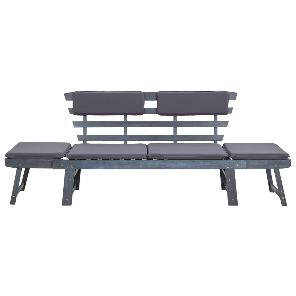 Patio Bench with Cushions 2-in-1 74.8" Gray Solid Acacia Wood at Set Shop and Smile