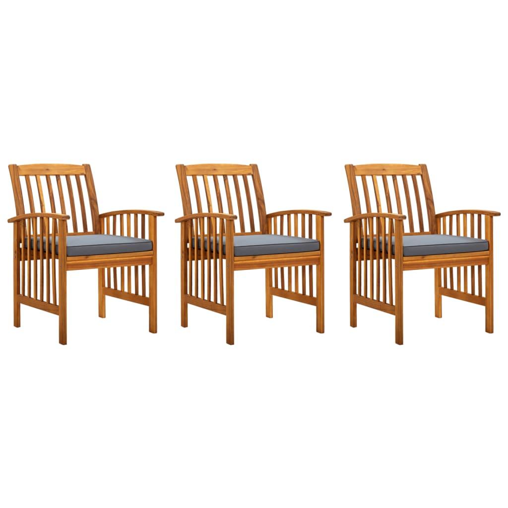 Patio Dining Chairs 3 pcs with Cushions Solid Acacia Wood at Set Shop and Smile