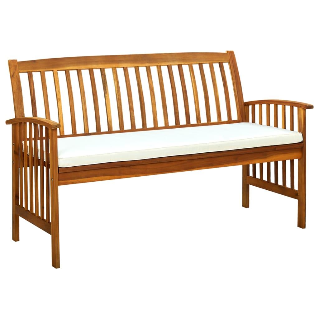 Patio Bench with Cushion 57.9" Solid Acacia Wood at Set Shop and Smile