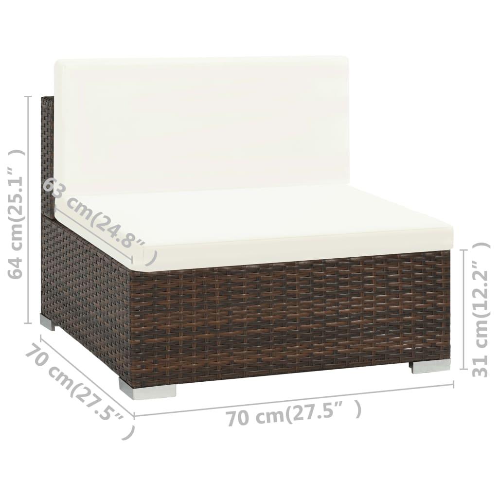 6 Piece Patio Lounge Set with Cushions Poly Rattan Brown at Set Shop and Smile