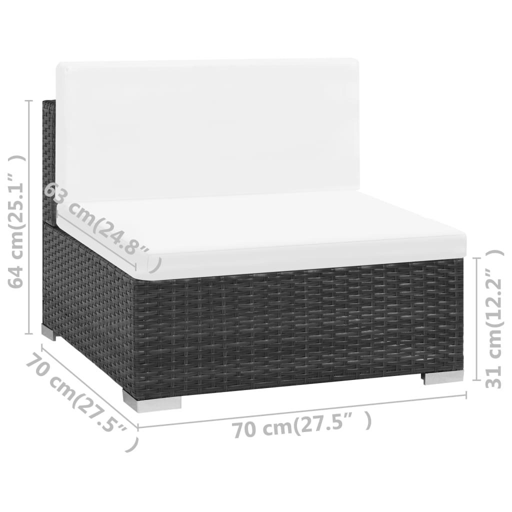 6 Piece Patio Lounge Set with Cushions Poly Rattan Black at Set Shop and Smile