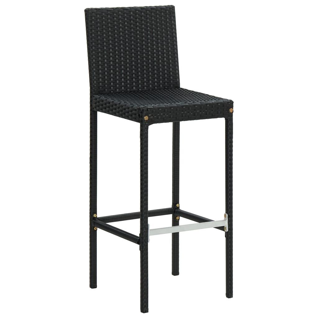 Garden Bar Stools with Cushions 2 pcs Black Poly Rattan at Set Shop and Smile