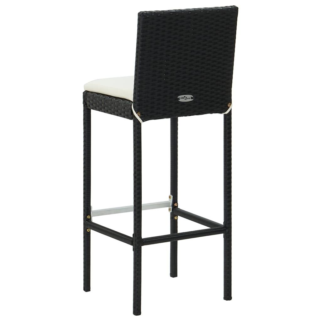 Garden Bar Stools with Cushions 2 pcs Black Poly Rattan at Set Shop and Smile