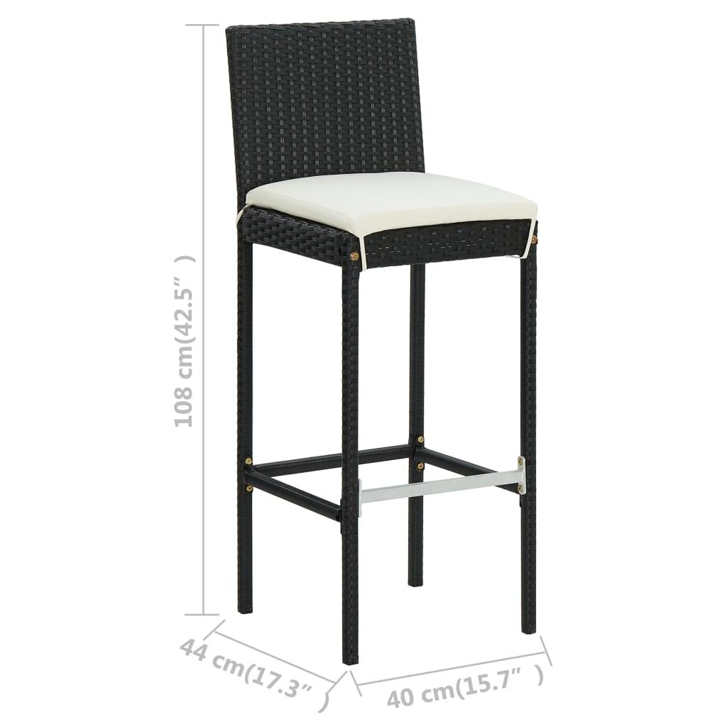 Garden Bar Stools with Cushions 2 pcs Black Poly Rattan at Set Shop and Smile
