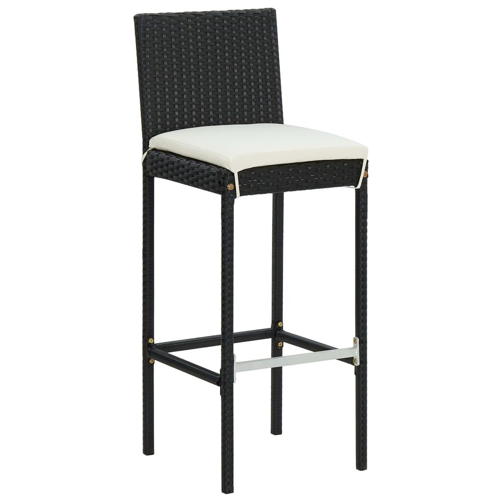Garden Bar Stools with Cushions 4 pcs Black Poly Rattan at Set Shop and Smile
