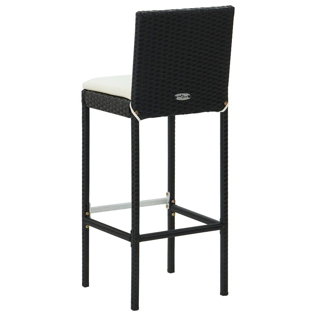 Garden Bar Stools with Cushions 4 pcs Black Poly Rattan at Set Shop and Smile