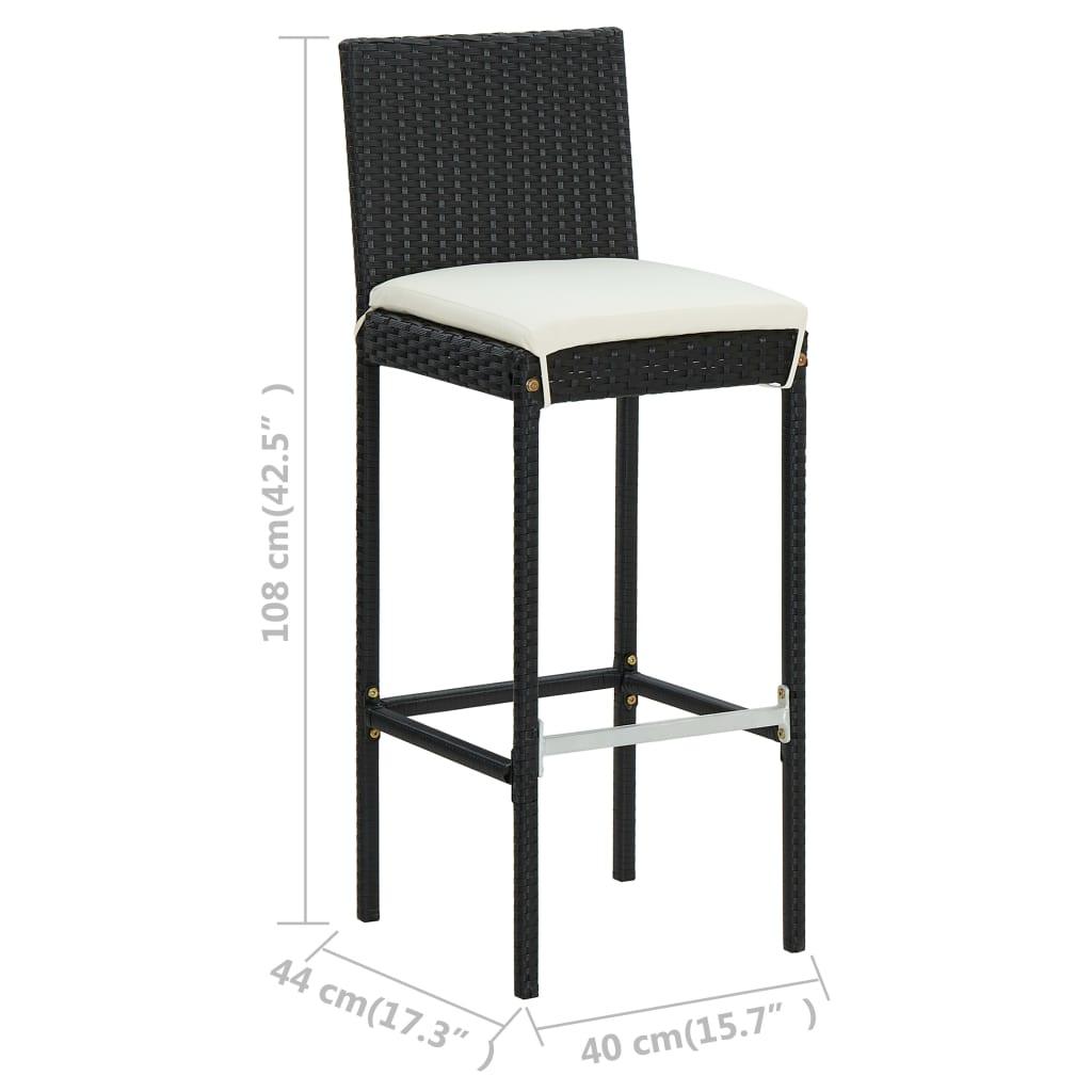 Garden Bar Stools with Cushions 4 pcs Black Poly Rattan at Set Shop and Smile