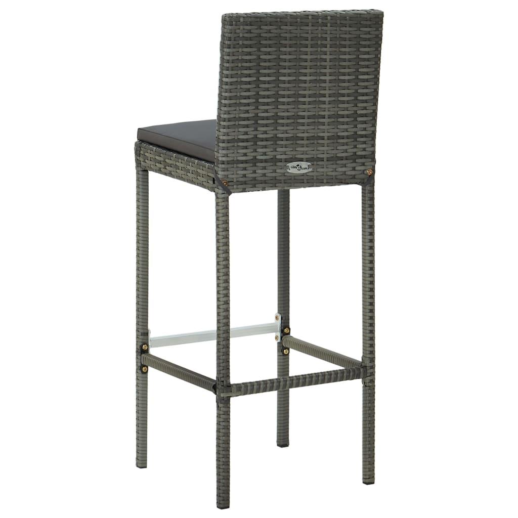 Garden Bar Stools with Cushions 4 pcs Gray Poly Rattan at Set Shop and Smile