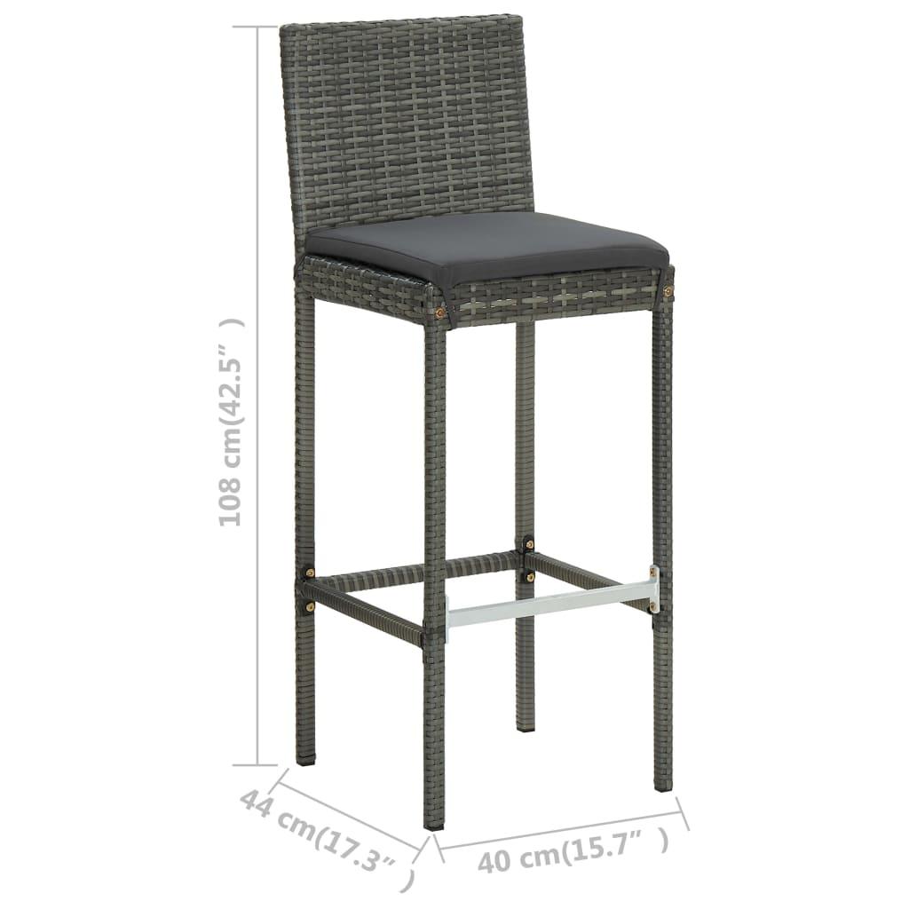 Garden Bar Stools with Cushions 4 pcs Gray Poly Rattan at Set Shop and Smile