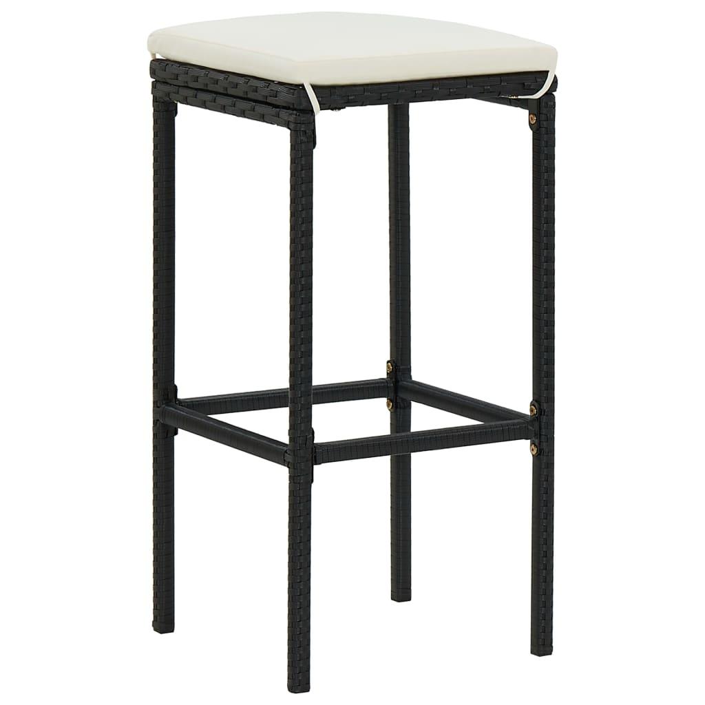 Bar Stools with Cushions 2 pcs Black Poly Rattan at Set Shop and Smile