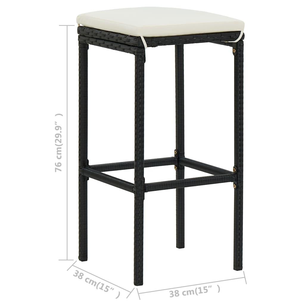 Bar Stools with Cushions 2 pcs Black Poly Rattan at Set Shop and Smile