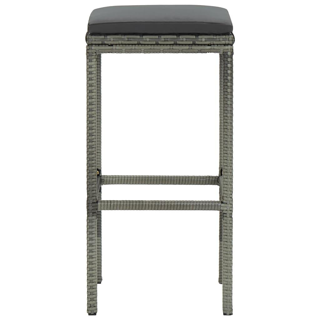 Bar Stools with Cushions 4 pcs Gray Poly Rattan at Set Shop and Smile