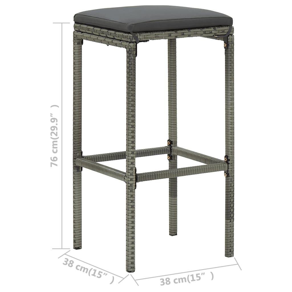 Bar Stools with Cushions 4 pcs Gray Poly Rattan at Set Shop and Smile