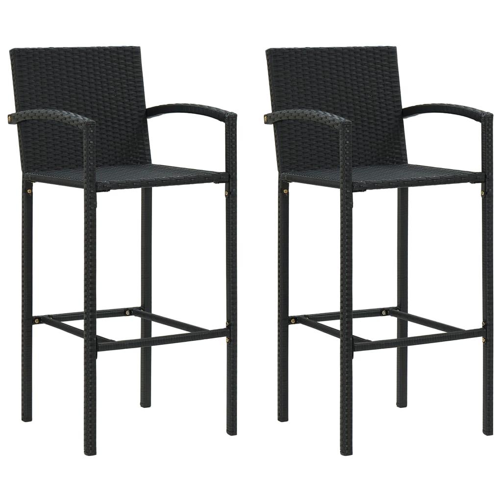 Bar Stools 2 pcs Black Poly Rattan at Set Shop and Smile