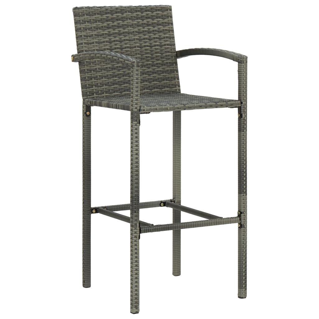 Bar Stools 2 pcs Gray Poly Rattan at Set Shop and Smile