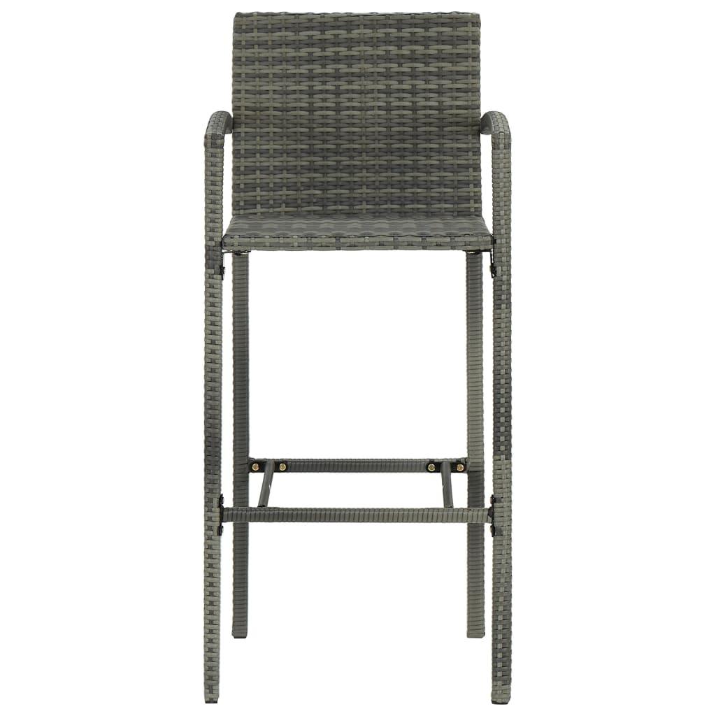 Bar Stools 2 pcs Gray Poly Rattan at Set Shop and Smile