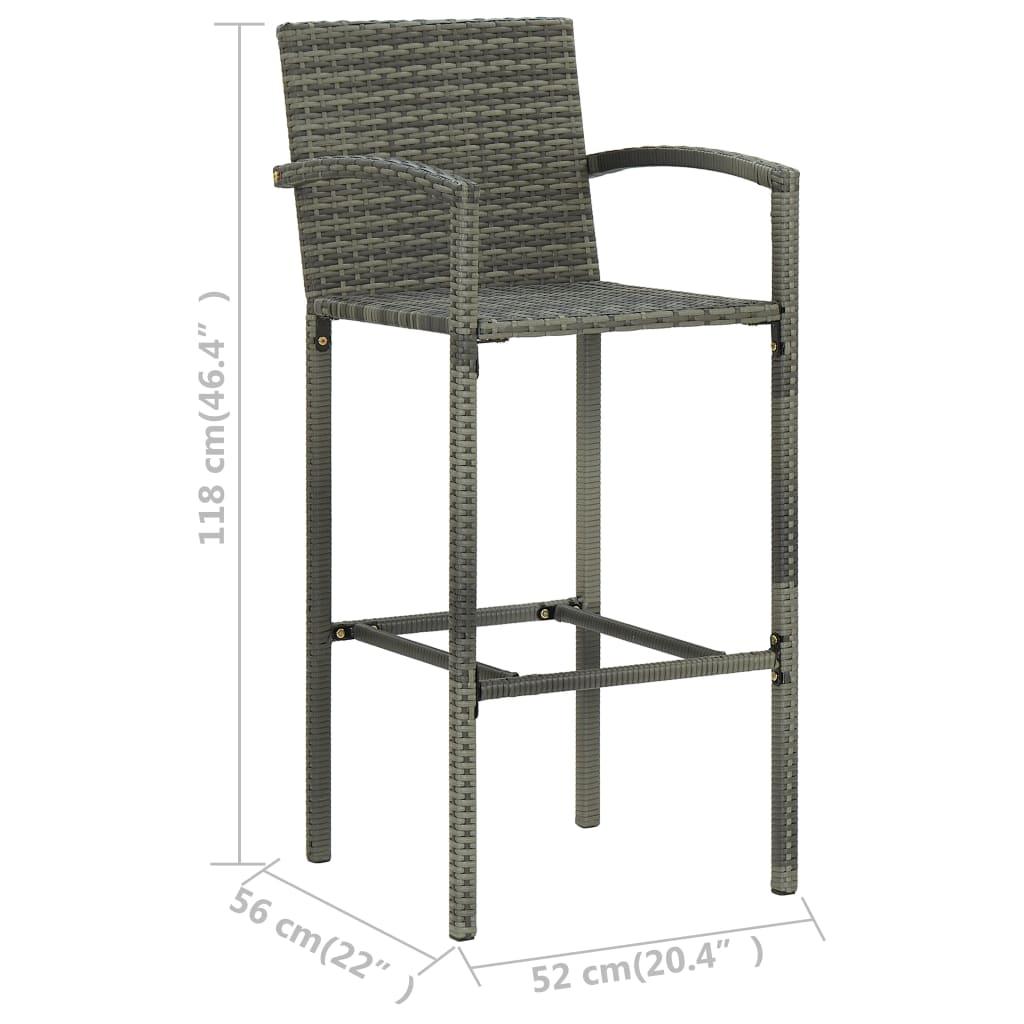 Bar Stools 2 pcs Gray Poly Rattan at Set Shop and Smile