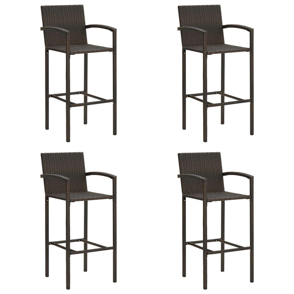 Bar Stools 4 pcs Brown Poly Rattan at Set Shop and Smile