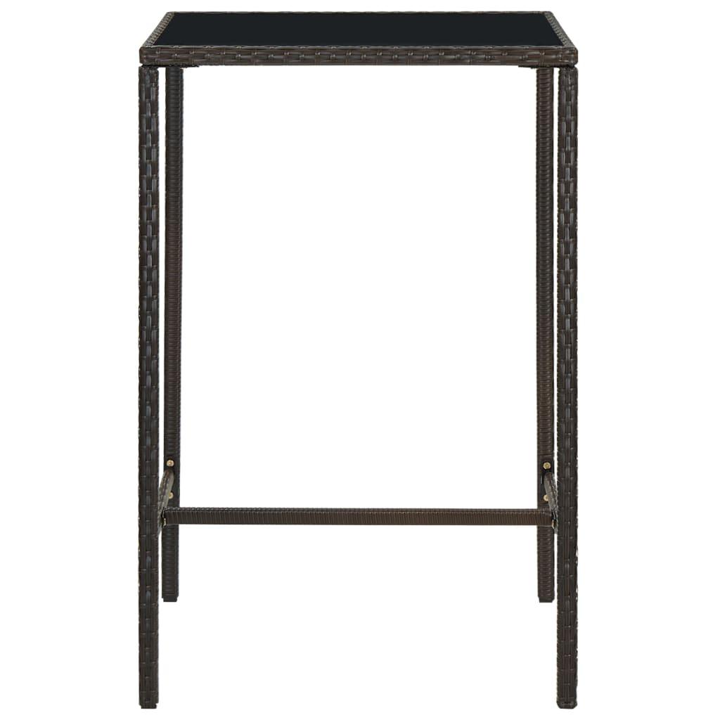 Patio Bar Table Brown 27.6"x27.6"x43.3" Poly Rattan and Glass at Set Shop and Smile