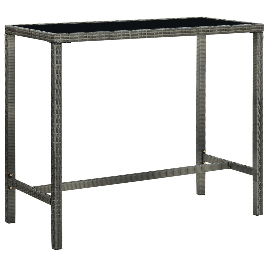 Patio Bar Table Gray 51.2"x23.6"x43.3" Poly Rattan and Glass at Set Shop and Smile