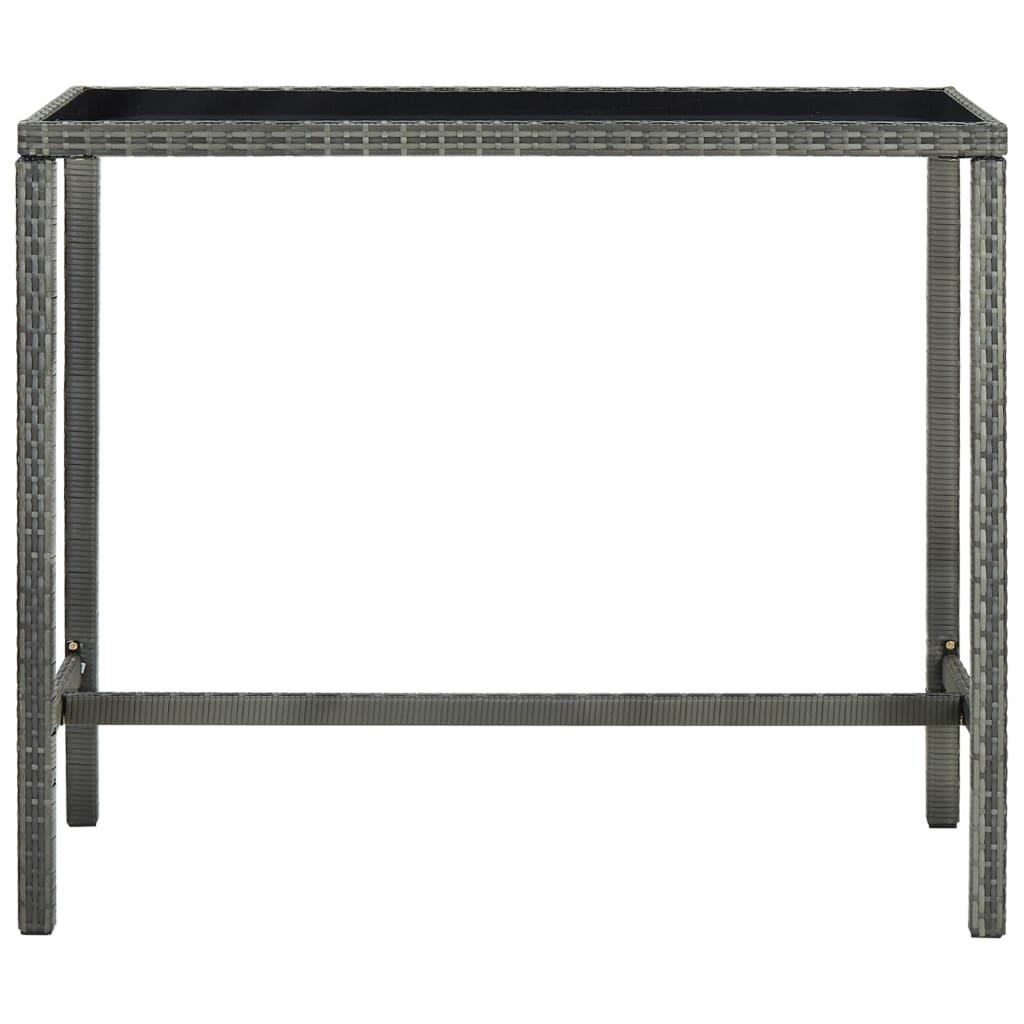 Patio Bar Table Gray 51.2"x23.6"x43.3" Poly Rattan and Glass at Set Shop and Smile