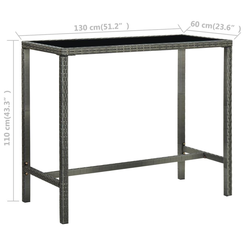 Patio Bar Table Gray 51.2"x23.6"x43.3" Poly Rattan and Glass at Set Shop and Smile