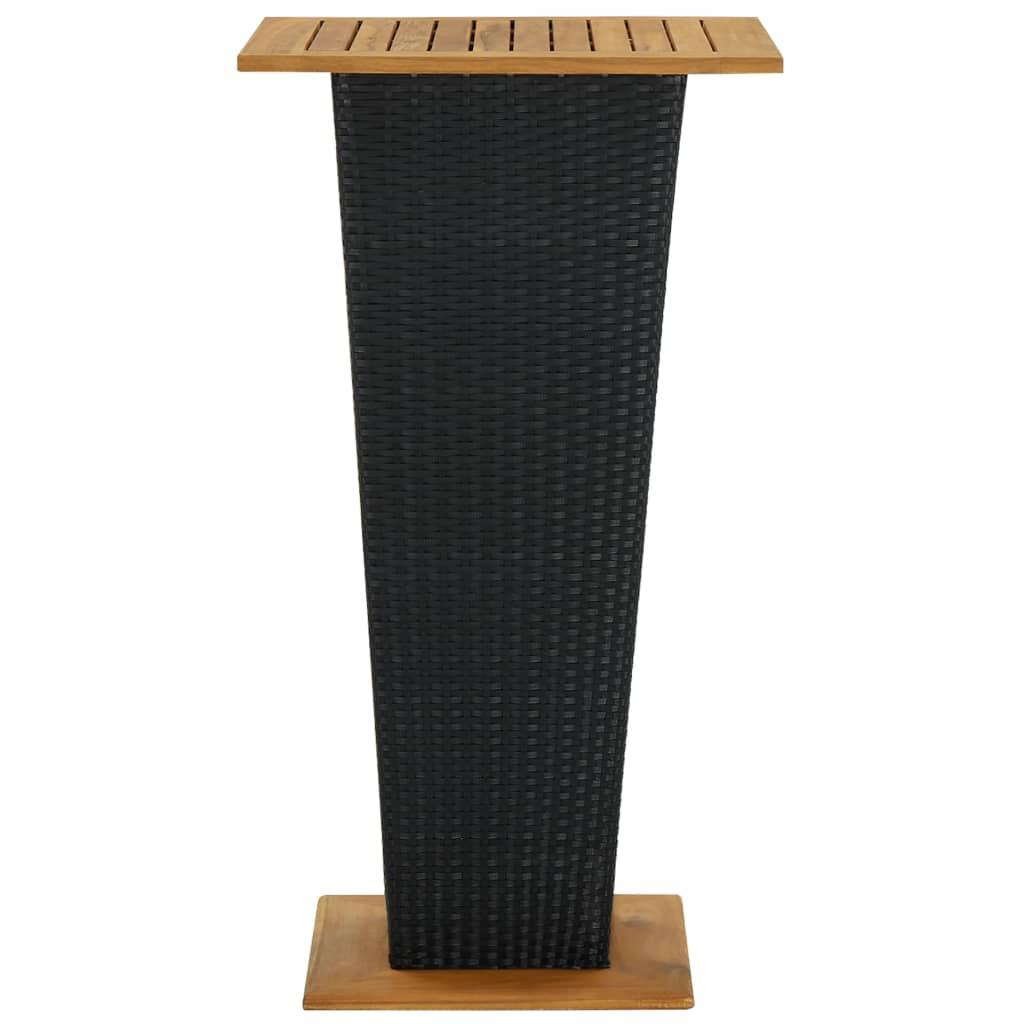 Bar Table Black 23.6"x23.6"x43.3" Poly Rattan and Solid Acacia Wood at Set Shop and Smile