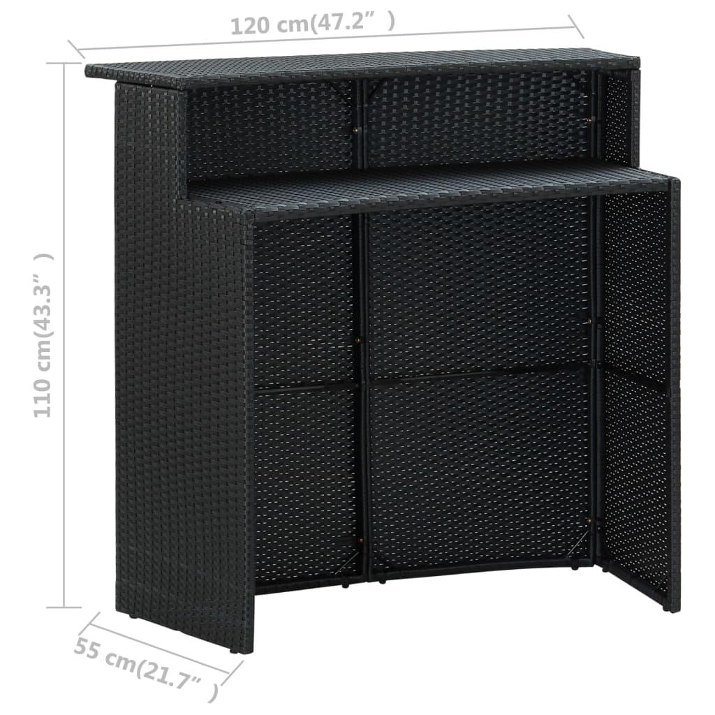 Patio Bar Table Black 47.2"x21.7"x43.3" Poly Rattan at Set Shop and Smile