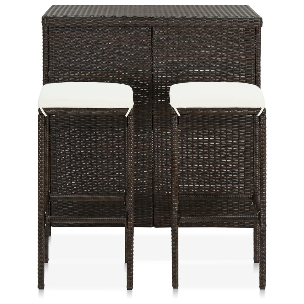 3 Piece Bar Set Poly Rattan Brown at Set Shop and Smile