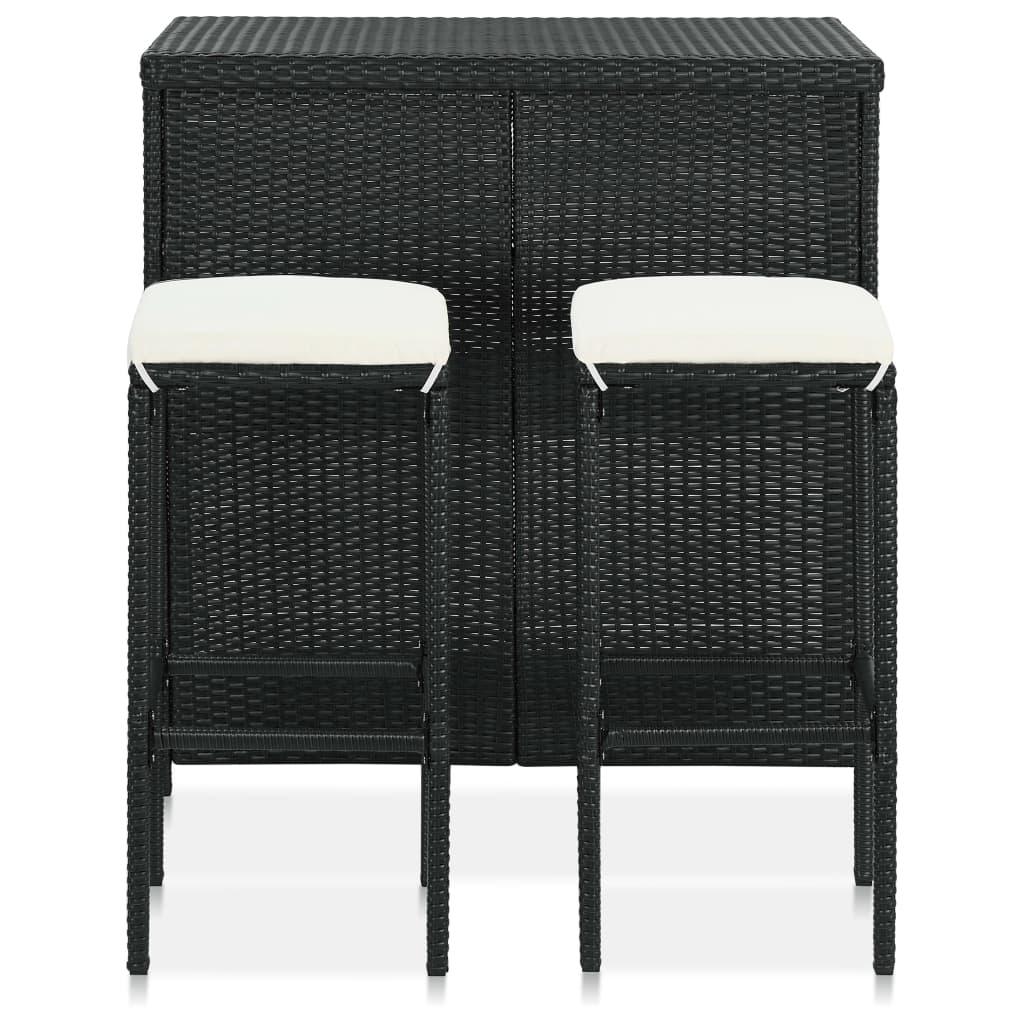 3 Piece Bar Set Poly Rattan Black at Set Shop and Smile