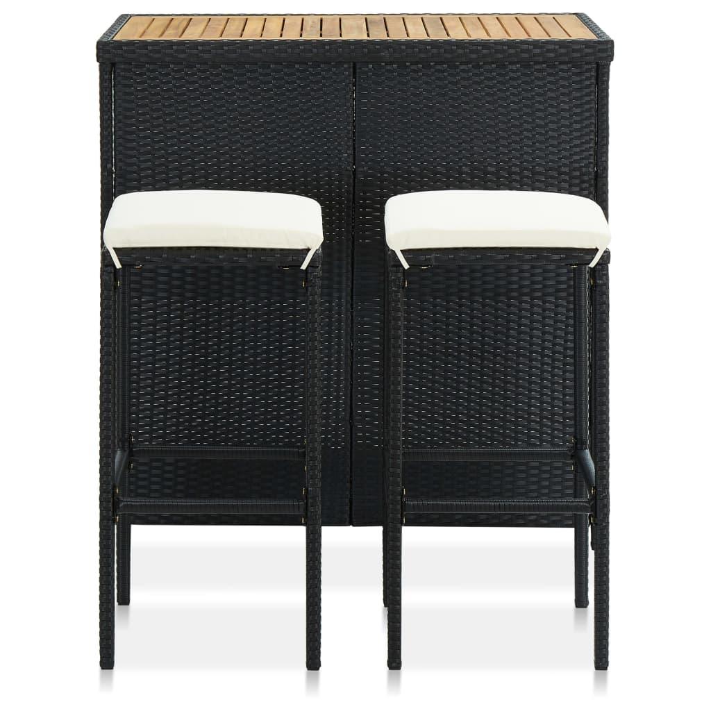 3 Piece Bar Set Poly Rattan Black at Set Shop and Smile