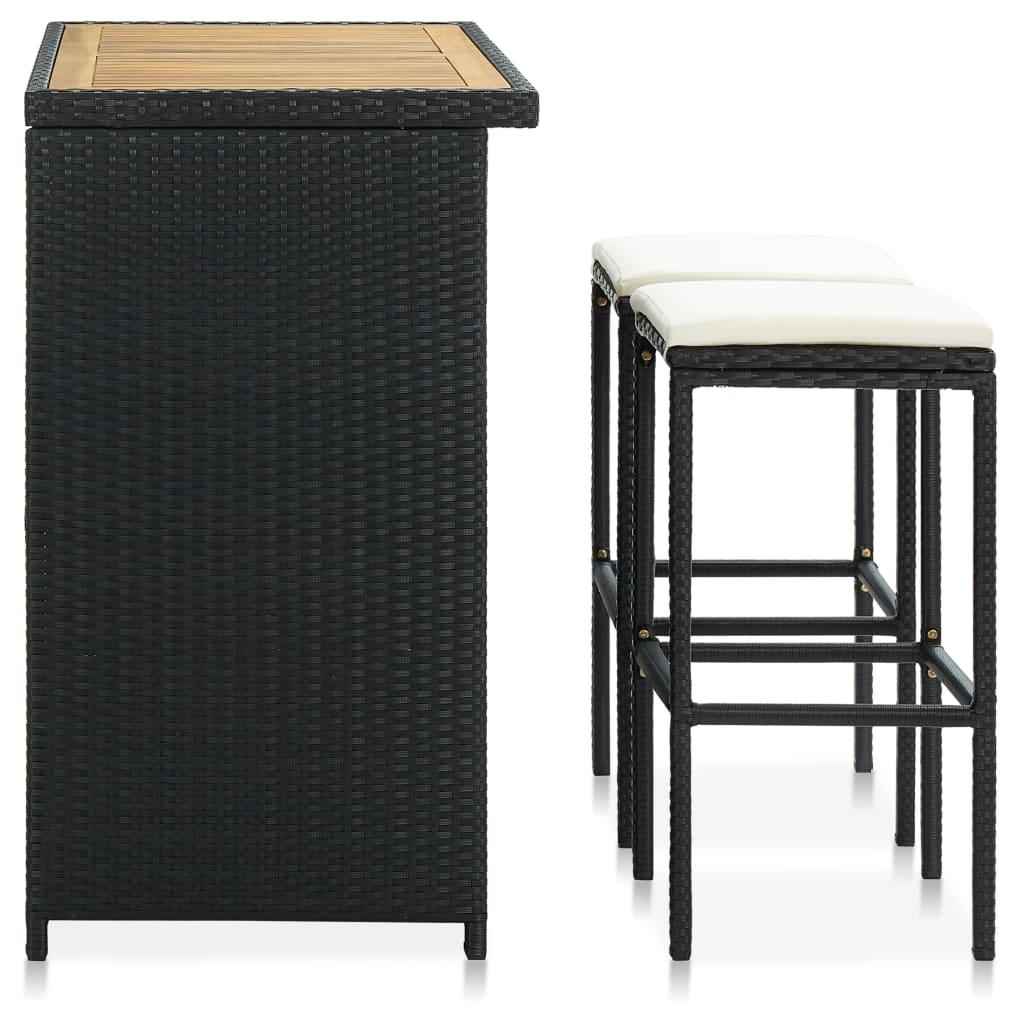 3 Piece Bar Set Poly Rattan Black at Set Shop and Smile