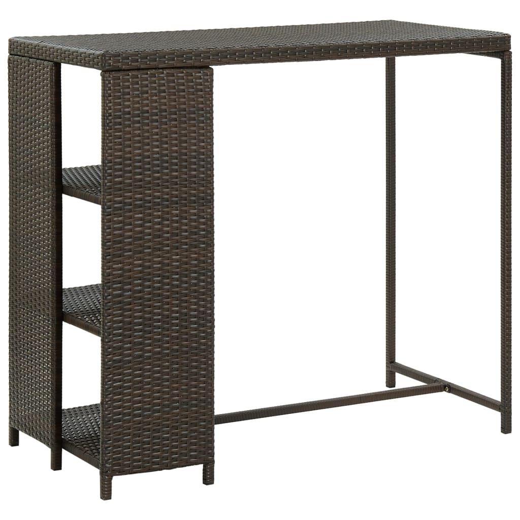 Bar Table with Storage Rack Brown 47.2"x23.6"x43.3" Poly Rattan at Set Shop and Smile